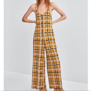 Zara | mustard plaid jumpsuit